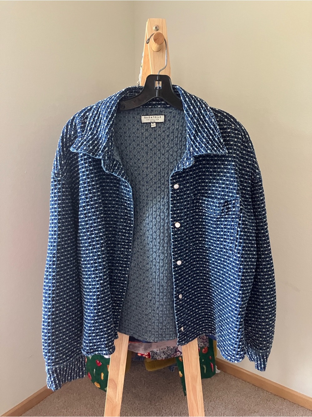 bagatelle Women’s Textured Denim Jean Jacket Button Up Shirt